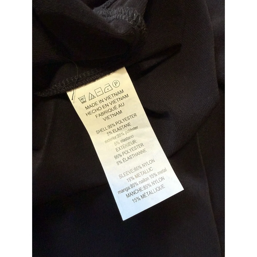 NEW Michael Kors Blouse Black Gold Leopard Print Ruffle Tie Neck Long Sleeve Lrg
